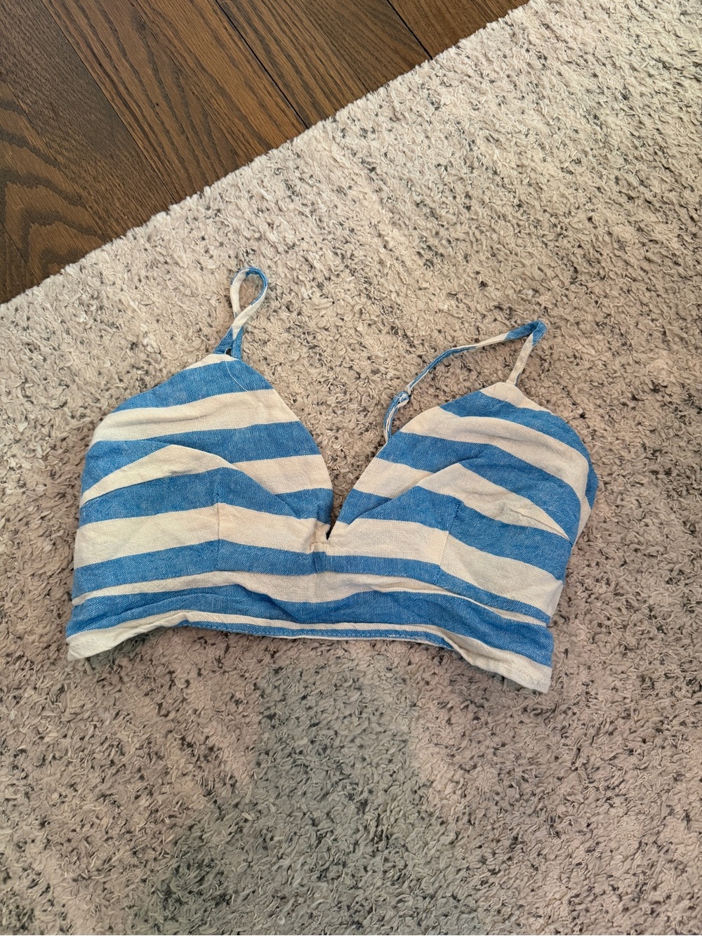 a new day Blue and White Striped Crop Bralette